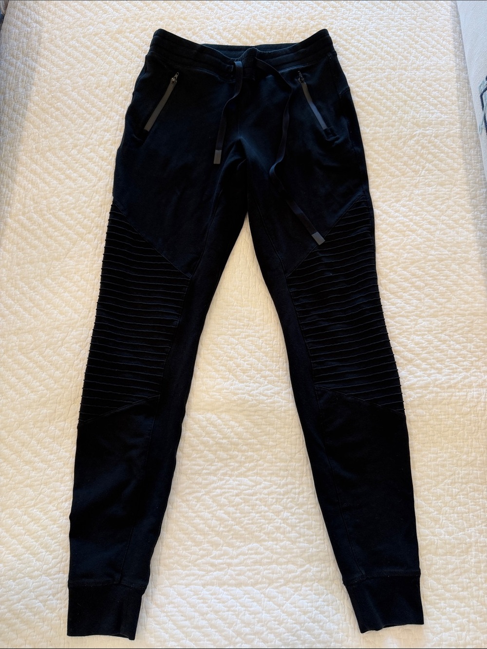 Alo Black Moto-Style Jogger Sweatpants